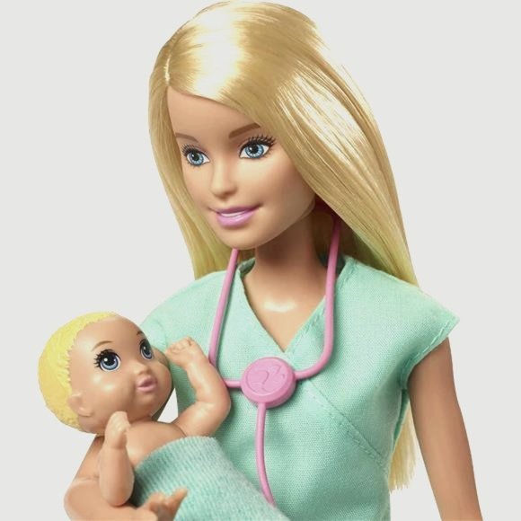 Barbie Careers Doll & Playset, Baby Doctor Theme Blonde Fashion Doll Girls Gift - Picture 2 of 6